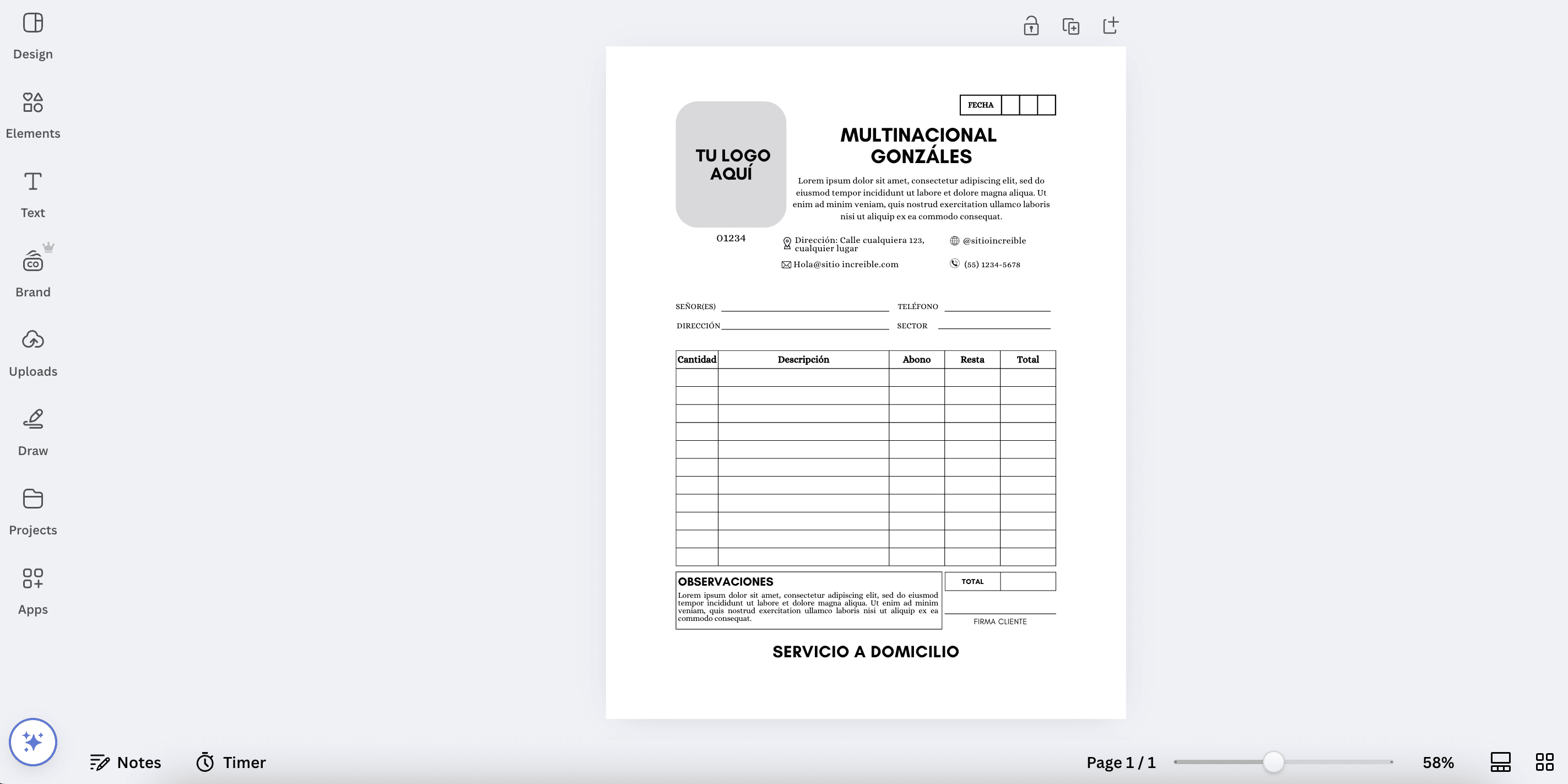 Vista de la plataforma Magifactura para generar facturas CFDI