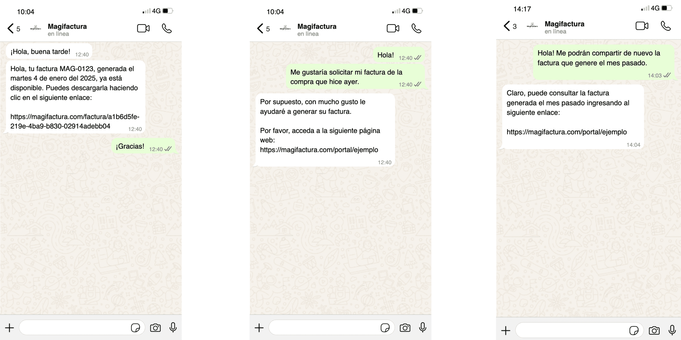 Factura CFDI compartida por WhatsApp con un cliente